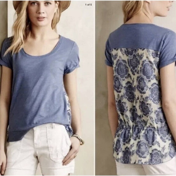 Little Yellow Button (Anthropologie) Peach/Striped Casual Tee Size S - Picture 14 of 15